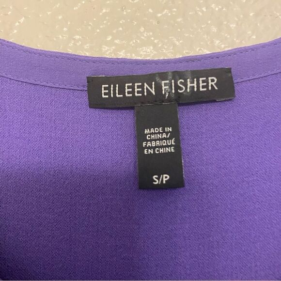 EILEEN FISHER 100% Silk Georgette maxi sleeveless Dress purple oversized S - Picture 12 of 14